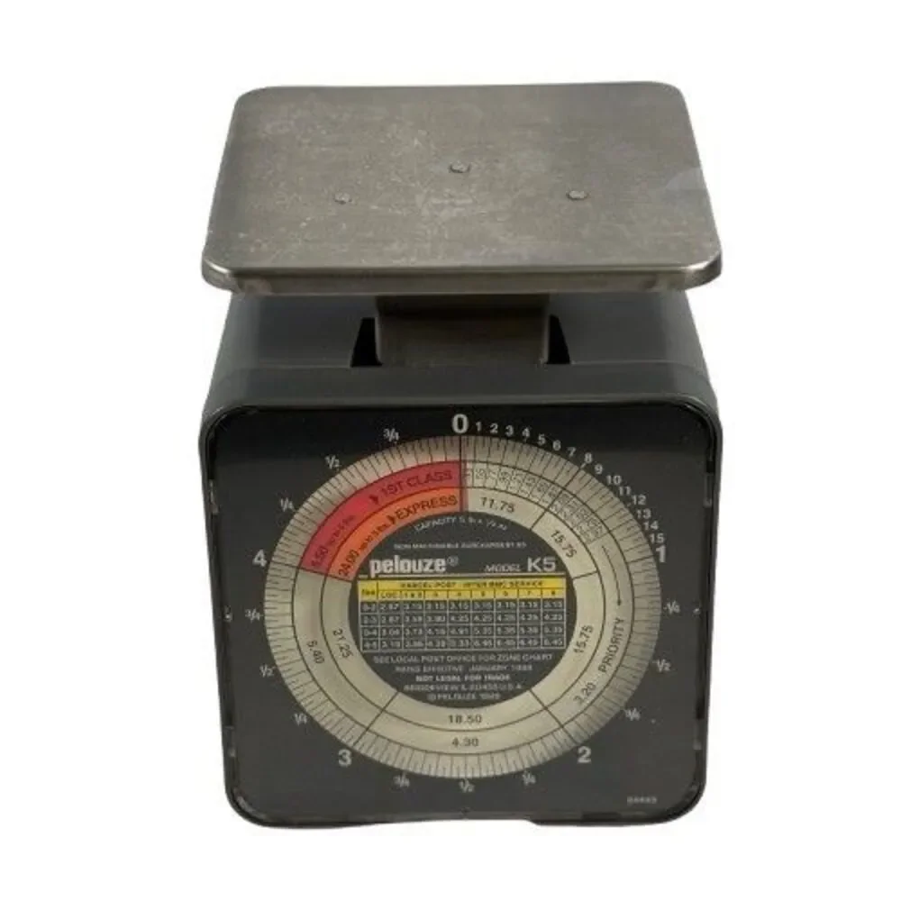 Pelouze Model K5 Tabletop Mechanical Postal Scale Capacity 1/2 oz to 5 lb Works